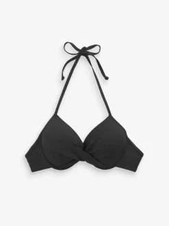 Noir - Haut de bikini rembourré plongeant avec armatures rembourré