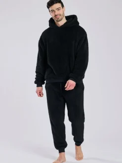 Noir - Haut lounge à capuche sherpa Loungeable