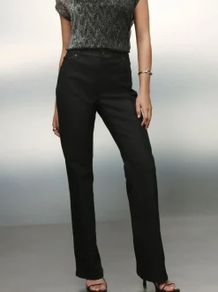 Noir - Jean bootcut enduit