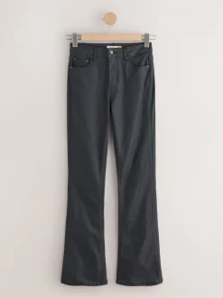 Noir - Jean bootcut enduit