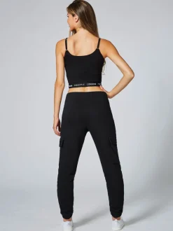 Noir - Jogging cargo femme