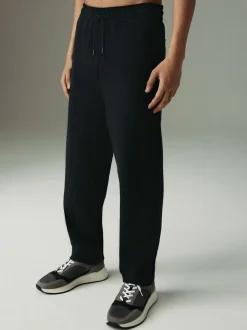 Noir - Jogging droit en sergé texturé