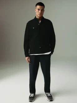 Noir - Jogging droit en sergé texturé