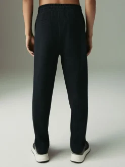 Noir - Jogging droit en sergé texturé