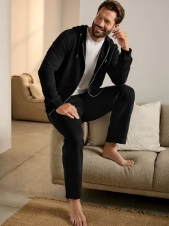 Noir - Jogging ouvert lourd à dos brosse