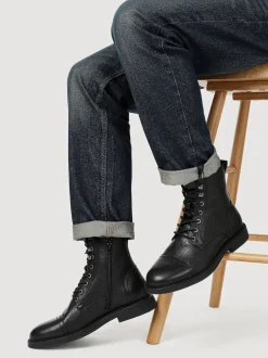 Noir - Jones Bootmaker Davide Bottes militaires Coupe large en cuir