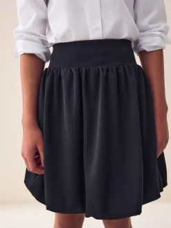 Noir - Jupe à enfiler en jersey extensible à ourlet boule (3-17ans)