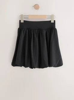 Noir - Jupe à enfiler en jersey extensible à ourlet boule (3-17ans)