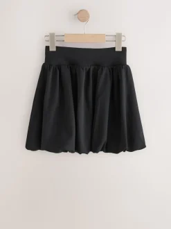 Noir - Jupe à enfiler en jersey extensible à ourlet boule (3-17ans)