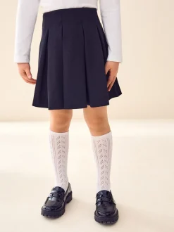 Noir - Jupe d’école plissée extensible en jersey (3-17ans)