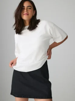 Noir - Jupe en jean mini sablier