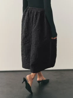 Noir - Jupe mi-longue en jacquard Two Ordinary Volume
