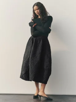 Noir - Jupe mi-longue en jacquard Two Ordinary Volume