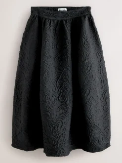 Noir - Jupe mi-longue en jacquard Two Ordinary Volume