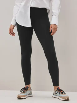 Noir - Leggings en coton taille haute
