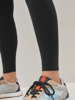 Noir - Leggings en coton taille haute