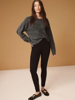 Noir - Leggings longs en denim de jersey