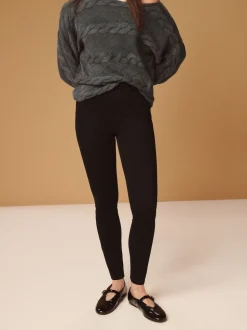 Noir - Leggings longs en denim de jersey