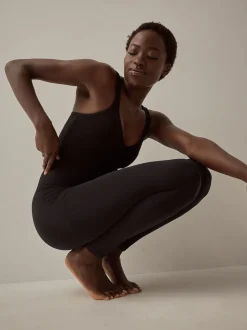 Noir - Leggings moulants sans couture avec contrôle de l'abdomen