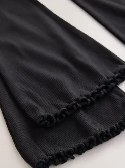 Noir - Leggings évasés à côtes (3-16ans)