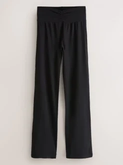 Noir - Leggings évasés froncés côtelés doux au toucher