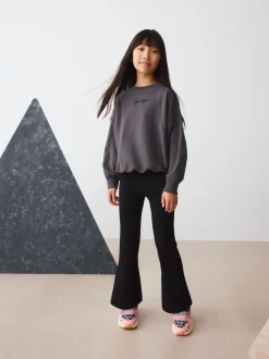 Noir - Leggings évasés pliés (3-16ans)