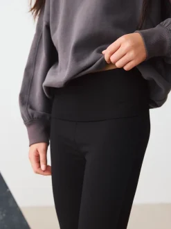 Noir - Leggings évasés pliés (3-16ans)
