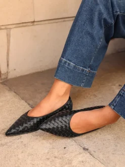 Noir - Linzi Ballerines tissées Talina à bout pointu