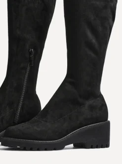 Noir - Linzi Bottes hautes Kortina marron en daim avec talon compensé