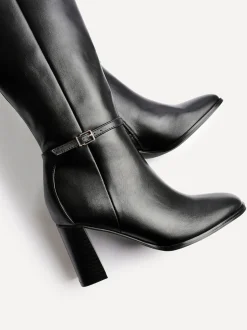 Noir - Linzi Bottes Midtown à talon carré avec boucle