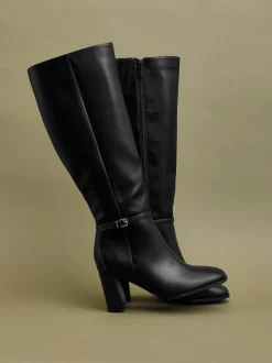 Noir - Linzi Bottes Midtown à talon carré avec boucle