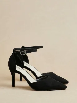 Noir - Linzi Lavora Coupe large Stiletto Escarpin With Ankle Strap