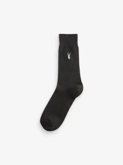 Noir - Lot de 8 - Chaussettes brodées Multi Stag Lasting Fresh