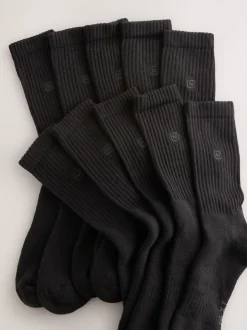 Noir - Lot de 10 chaussettes de sport à semelle rembourrée