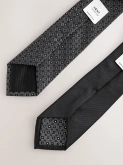 Noir - Lot de 2 cravates clip texturées