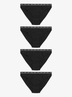 Noir - Lot de 4 culottes à logo en coton