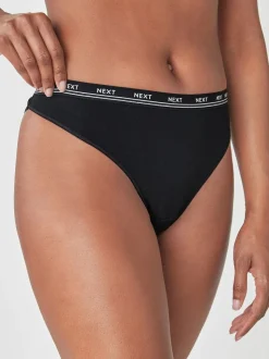 Noir - Lot de 4 culottes à logo en coton