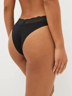 Noir - Lot de 4 culottes en coton et dentelle