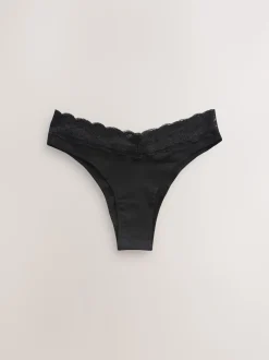 Noir - Lot de 4 culottes en coton et dentelle