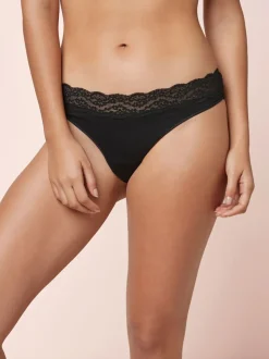 Noir - Lot de 4 culottes en coton et dentelle