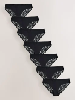 Noir - Lot de 7 culottes NVPL avec dos en dentelle