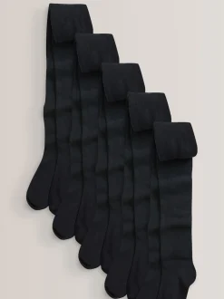 Noir - Lot de 5 de collants pour l'école en coton riche
