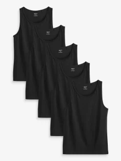 Noir - Lot de 5 gilets à superposer 100% coton
