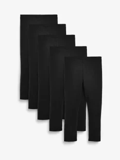 Noir - Lot de 5 leggings (3-16ans)