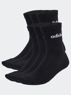 Noir - Lot de 6 paires de chaussettes Adidas Linear Crew rembourrées