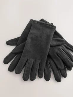 Noir - Lot de 2 paires de gants en polaire
