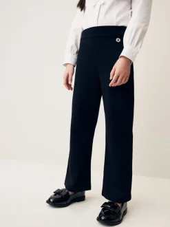 Noir - Lot de 2 pantalons d’école extensibles riches en coton à enfiler (3-17ans)