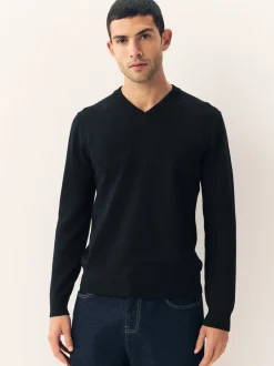 Noir - Lot de 2 pulls à col en V doux au toucher coupe classique