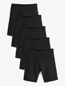 Noir - Lot de 5 shorts de vélo extensibles en coton riche (3-16ans)