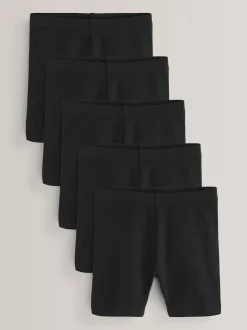 Noir - Lot de 5 shorts de vélo extensibles en coton riche (3-16ans)